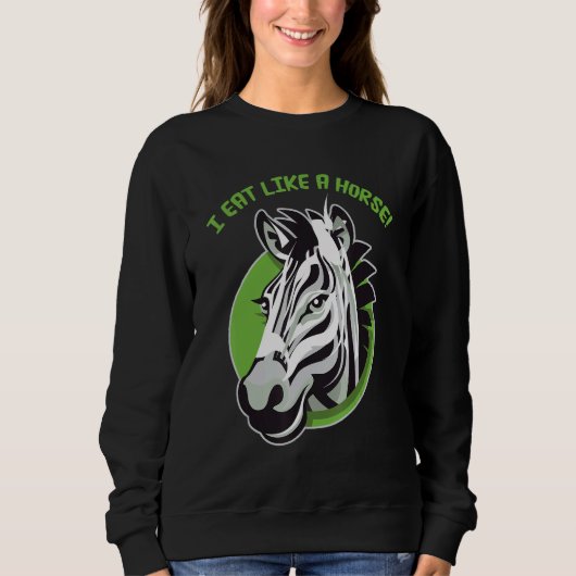 I eat like a horse - funny cute zebra design trui (Voorkant)