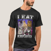 I Eat Microplastics Funny Cat Meme Bootleg Graphic T-shirt (Voorkant)
