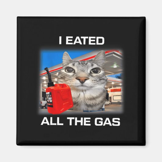 I Eated All The Gas Funny Silly Staring Cat Meme G Magneet (Voorkant)