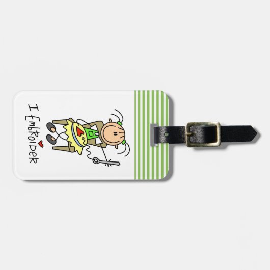 I Embroider Stick Figuur Bagagelabel (Voorkant horizontaal)