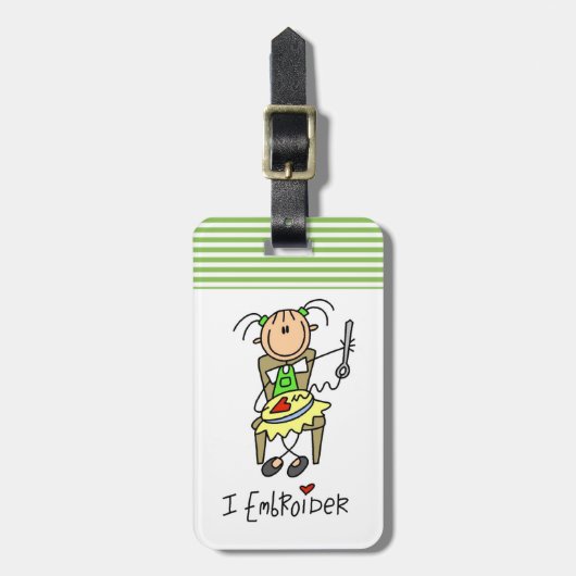 I Embroider Stick Figuur Bagagelabel (Voorkant verticaal)