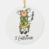 I Embroider Stick Figuur Keramisch Ornament (Voorkant)