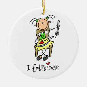 I Embroider Stick Figuur Keramisch Ornament