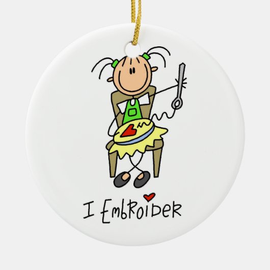 I Embroider Stick Figuur Keramisch Ornament (Voorkant)