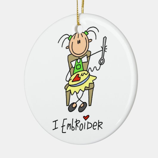 I Embroider Stick Figuur Keramisch Ornament (Links)