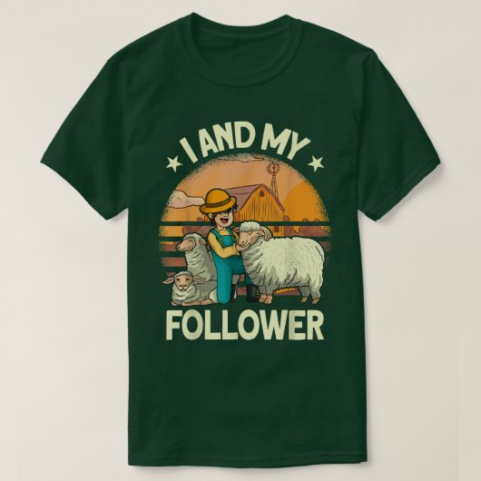 i en mijn volgeling Farmer Sheep Farming T-Shirt (Design voorkant)