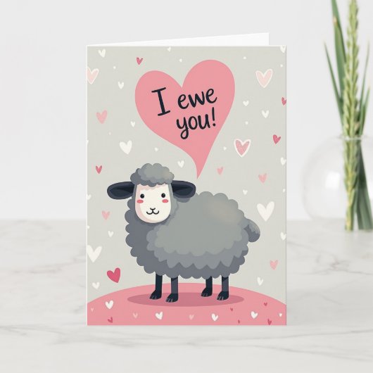 I Ewe You Funny Sheep Love Card Kaart (Voorkant)