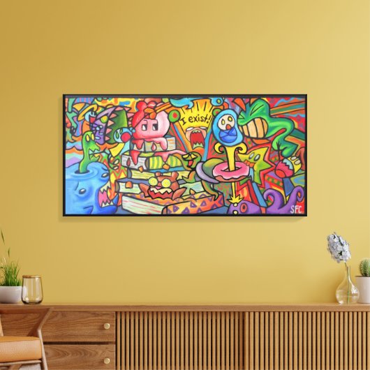 I Exist By Squid Fear City (2.5) Canvas Afdruk (Insitu (Woonkamer))