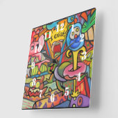 I Exist By Squid Fear City Vierkante Klok (Hoek)