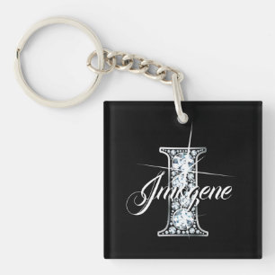 I Faux Diamond Bling Monogram Sleutelhanger