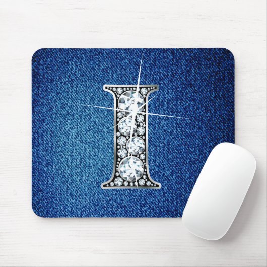 I Faux-"Diamond Bling" op Denim Mousepad Muismat (Met muis)