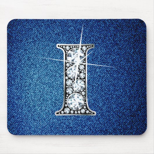 I Faux-"Diamond Bling" op Denim Mousepad Muismat (Voorkant)