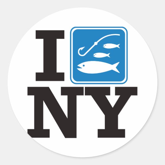 I Fish New York - NY Ronde Sticker (Voorkant)