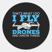 I Fly Drones Ronde Sticker (Voorkant)