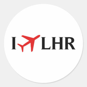 I Fly LHR - London Heathrow Airport, Londen, Veren Ronde Sticker