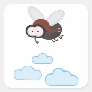 I fly so high - Puck die Stubenfliege Vierkante Sticker