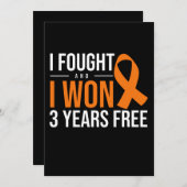 I Fought And I Won Cancer Survivor Orange Ribbon Kaart (Voorkant / Achterkant)