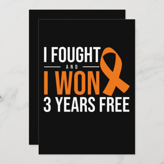 I Fought And I Won Cancer Survivor Orange Ribbon Kaart (Voorkant / Achterkant)