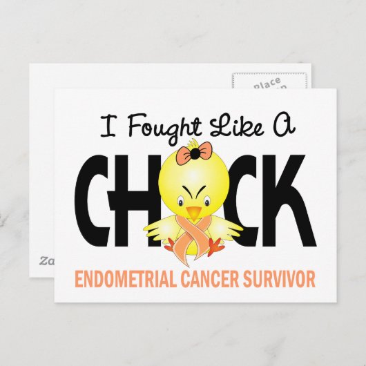 I Fought Like A Chick Endometrial Cancer Survivor Briefkaart (Voorkant / Achterkant)