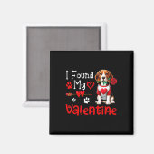 I Found My Valentine Beagle With Flower Cute Heart Magneet (Voorkant / Achterkant)