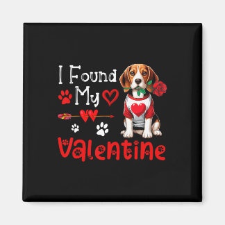 I Found My Valentine Beagle With Flower Cute Heart Magneet