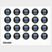 I Freeze Stuff Funny Camera Pun Dark BG Ronde Sticker (Vel)