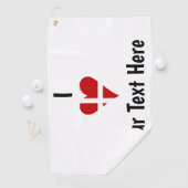 I (Funky Heart Shaped Danish Flag) Jouw tekst Golfhanddoek (Insitu)