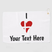 I (Funky Heart Shaped Danish Flag) Jouw tekst Golfhanddoek (Horizontaal)