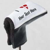 I (Funky Heart Shaped Danish Flag) Jouw tekst Golfheadcover (3/4 voorkant)