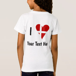 I (Funky Heart Shaped Danish Flag) Jouw tekst T-shirt