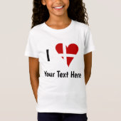 I (Funky Heart Shaped Danish Flag) Jouw tekst T-shirt (Voorkant)