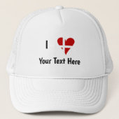 I (Funky Heart Shaped Danish Flag) Jouw tekst Trucker Pet (Voorkant)