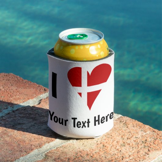I (Funky Heart Shaped Danish Flag) Your Text Blikjeskoeler (Insitu Zwembad)