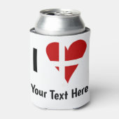 I (Funky Heart Shaped Danish Flag) Your Text Blikjeskoeler (Blikje Voorkant)