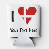 I (Funky Heart Shaped Danish Flag) Your Text Blikjeskoeler (Achterkant)
