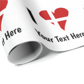 I (Funky Heart Shaped Danish Flag) Your Text Cadeaupapier (Rol Hoek)