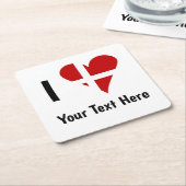 I (Funky Heart Shaped Danish Flag) Your Text Kartonnen Onderzetters (Schuin)