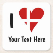 I (Funky Heart Shaped Danish Flag) Your Text Kartonnen Onderzetters (Voorkant)