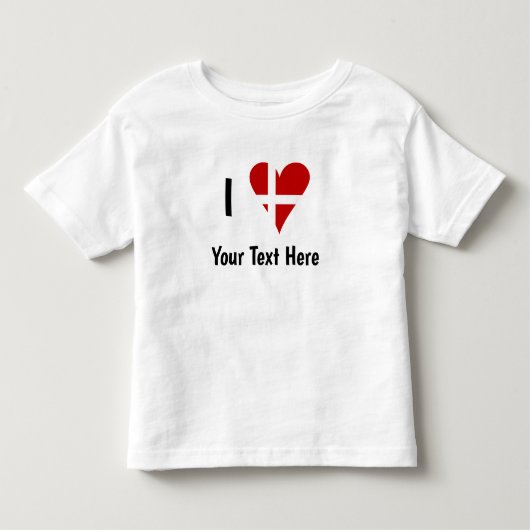 I (Funky Heart Shaped Danish Flag) Your Text Kinder Shirts (Voorkant)