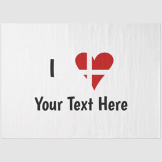 I (Funky Heart Shaped Danish Flag) Your Text Tissuepapier
