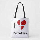 I (Funky Heart Shaped Danish Flag) Your Text Tote Bag (Voorkant)