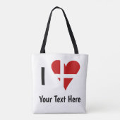 I (Funky Heart Shaped Danish Flag) Your Text Tote Bag (Achterkant)