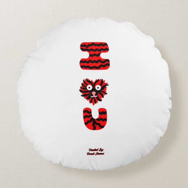 I Fuzzy U ronde Sierkussen Rond Kussen (Voorkant)