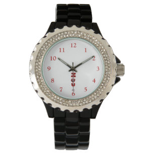 I Fuzzy U Vrouwen Strass Zwart Emaille Horloge