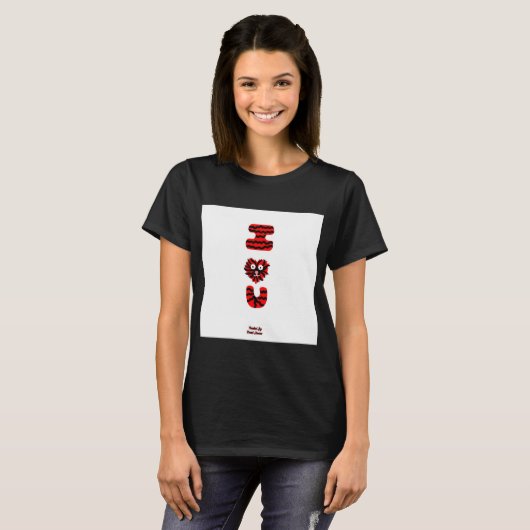 I Fuzzy U Vrouwen Zwart Basic T Shirt (Voorkant volledig)