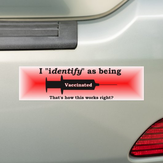 I geïdentificeerd als gevaccineerd rood bumpersticker (Op auto)