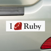 I Gem Ruby (wit) Bumpersticker (Op auto)