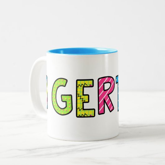 "I Gerved" koffie-Mok Tweekleurige Koffiemok (Voorkant links)