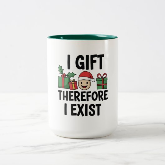 I Gift Therefore I Exist Christmas Tweekleurige Koffiemok (Center)