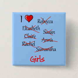 "I & Girls" Vierkante Button 5,1 Cm